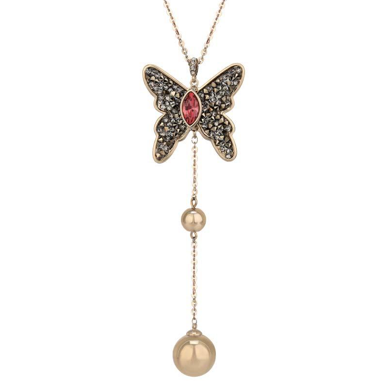 Sweater Butterfly Elegant Necklace For Women With Dazzling Rhinestone Accents And Trendy Long Chain Design