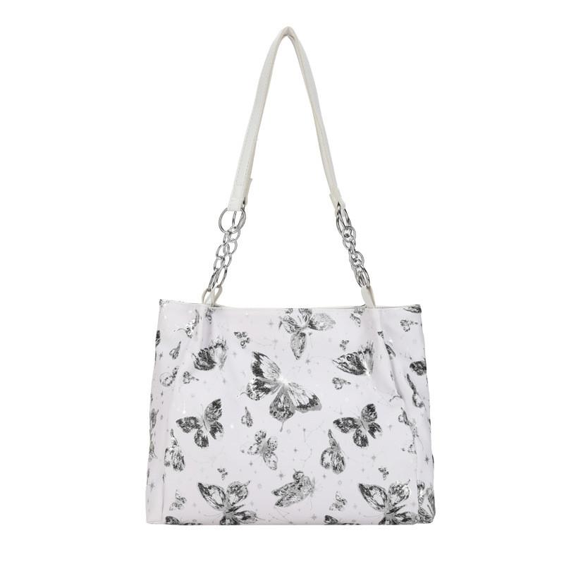 Trendy Pu Leather Shoulder Bag For Women With Unique Print And Zipper Closure