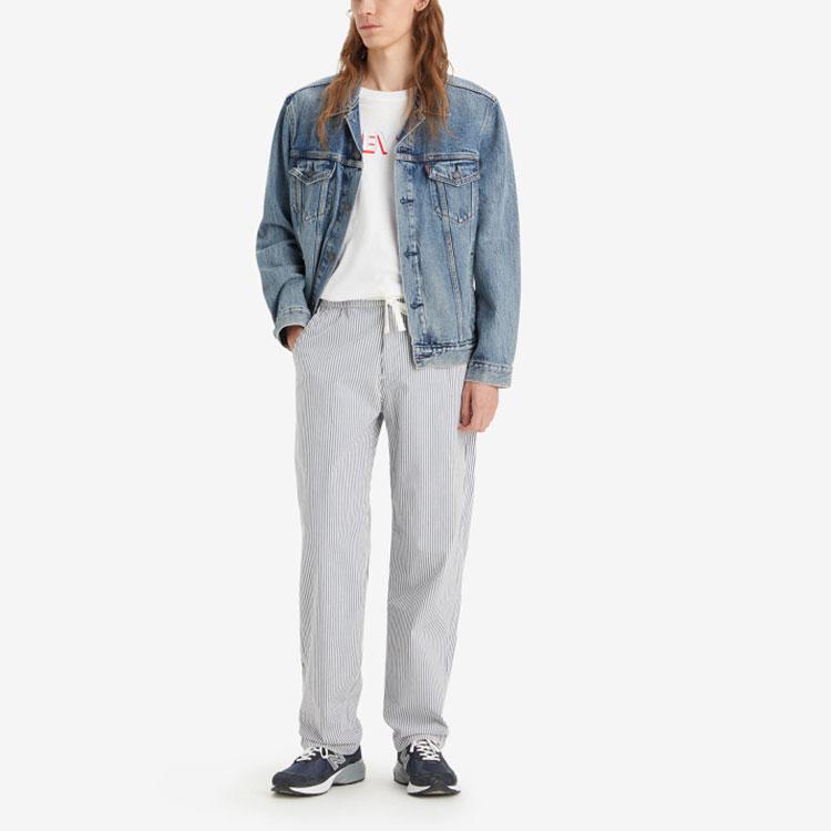 Levis Color Block Striped Comfortable Straight Leg Casual Pants Men Bottoms Blue White A7362-0003