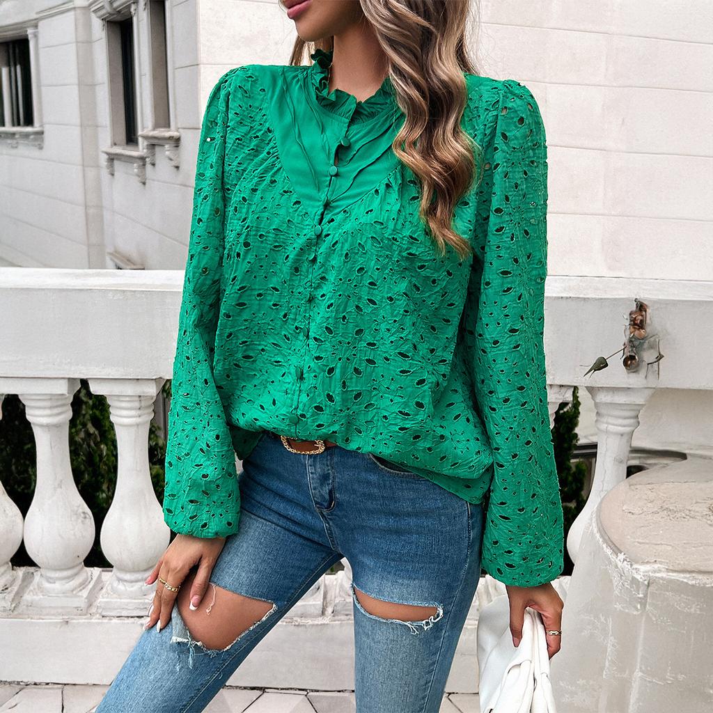 Women's Winter Skeleton Bubble Sleeve Long Sleeve Blouse Top