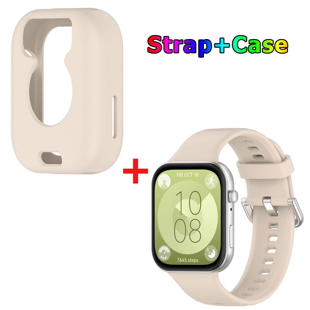 Silicone Watch Strap + Protective Case For Huawei Watch Fit 3 Watchband Bracelet Band Correa Screen Protector Cover Shell