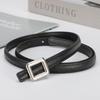 Womens Slim Leather Belt With Zinc Alloy Buckle Adjustable 100cm/110cm Fine 1.4cm Width Casual Office Dress Outfit