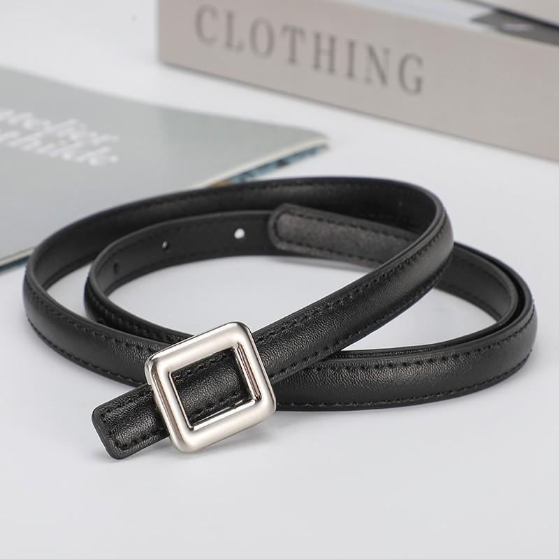 Womens Slim Leather Belt With Zinc Alloy Buckle Adjustable 100cm/110cm Fine 1.4cm Width Casual Office Dress Outfit