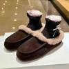Flat-bottomed Warm Muller Shoes for Women Wearing Sheepskin and Fur Integrated Fluffy Slippers for Women 2025 Autumn and Winter One-pedal Lazy Shoes