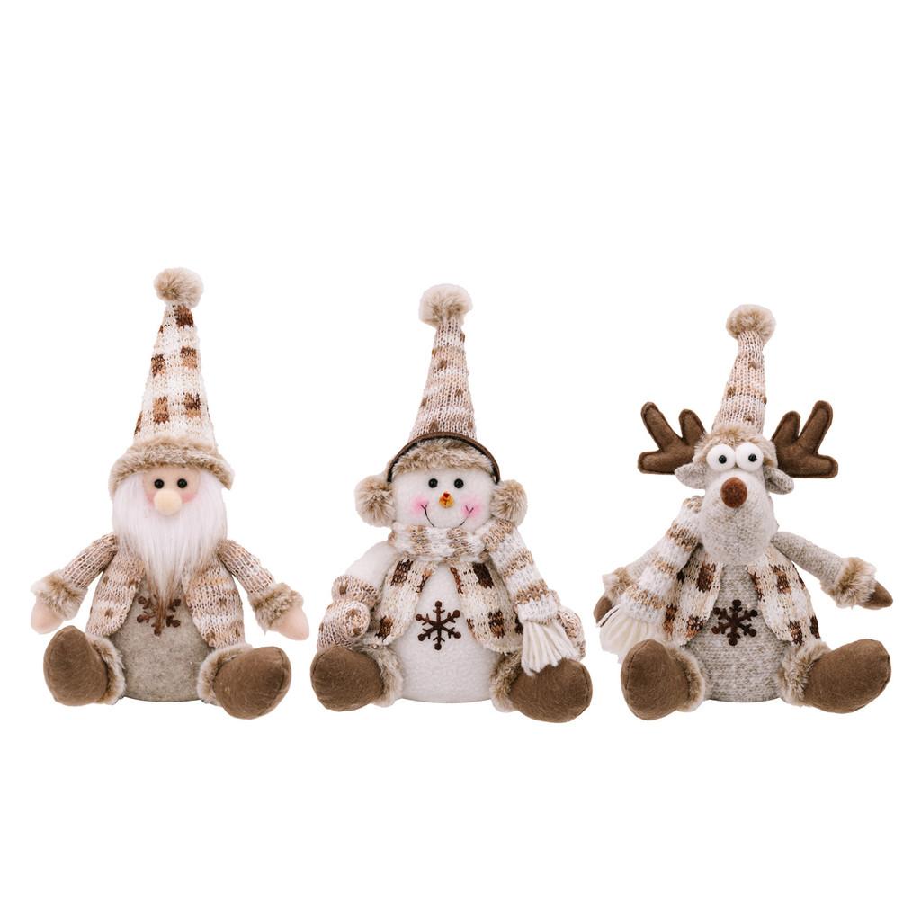 Charming Christmas Decor Nordic Sitting Santa Snowman And Reindeer Plush Dolls