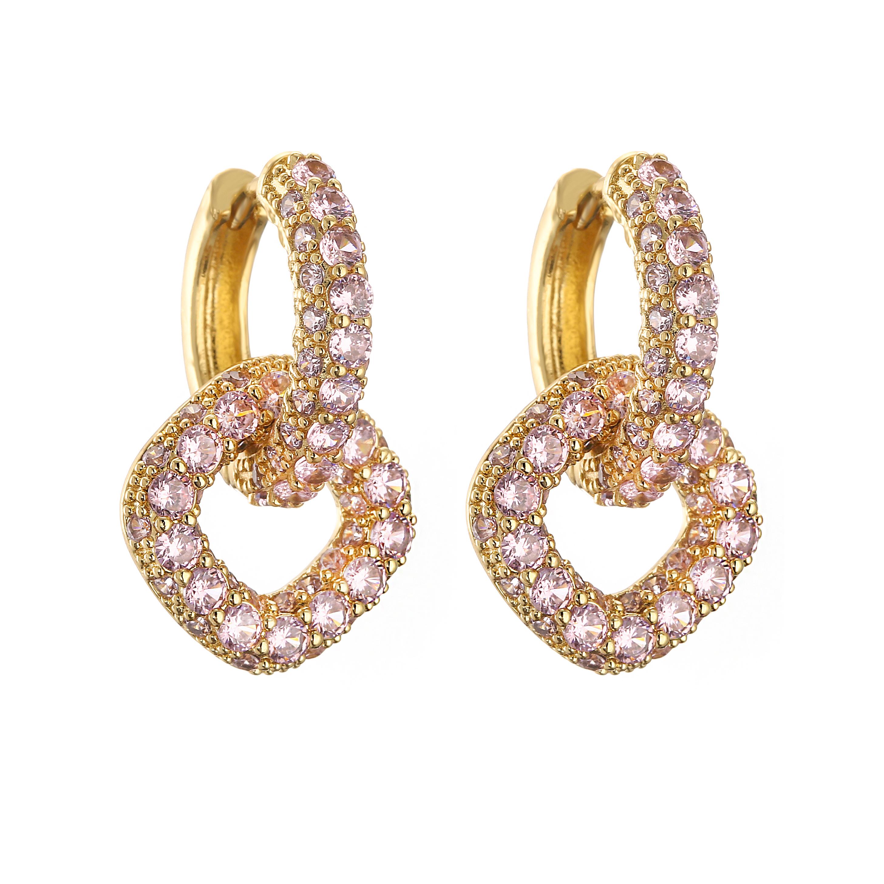 18K Gold Plated Brass Fashion Geometric Creativity Drop Earrings,Square Pendant Hoop Earrings For Women Ladies Party Zircon Other розовый