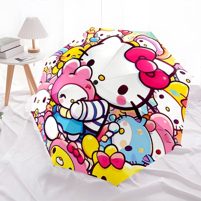 1pc Hello Kitty Automatic Opening/Closing Umbrella with Foldable Design, 8-Bone Iron Frame, Outdoor, Ideal Gift for Fans, Travelers, Everyday Use, Fes