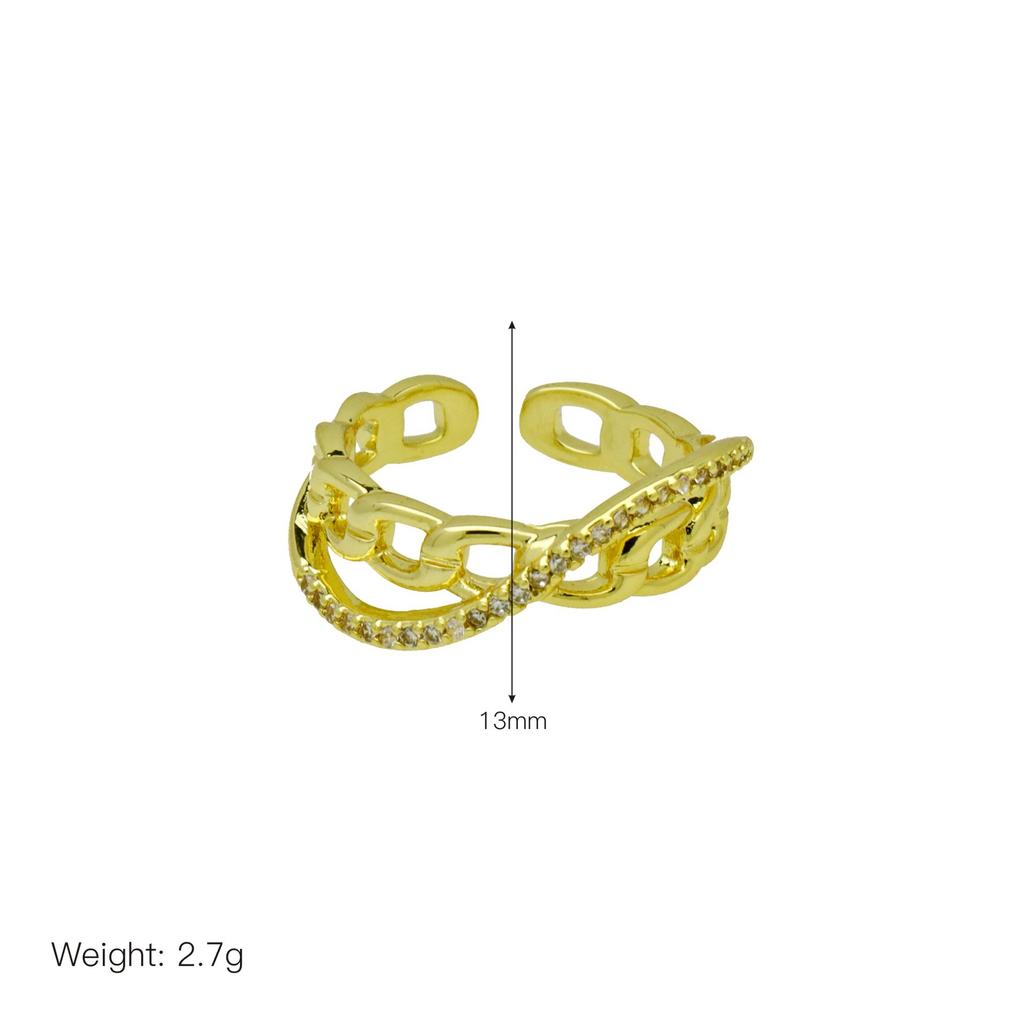 Round Ball Pearl Gold Plated Zirconium Open Ring Women'S Personality Light Luxury Premium Ring