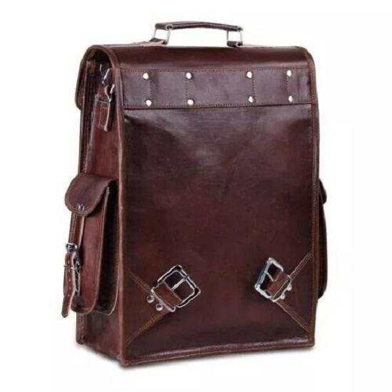 Tasche Rucksack Vintage Messenger Echt Laptop Braun Echtleder Ziege