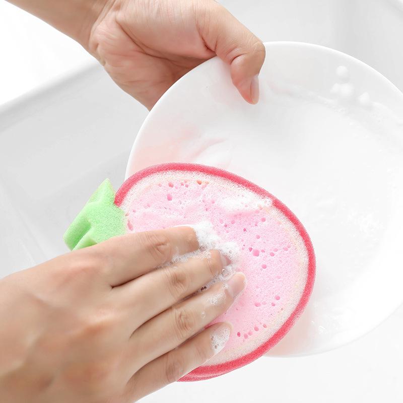 Fruit-Themed Thickened Sponge Scourer for Powerful Stain Removal and Degreasing.