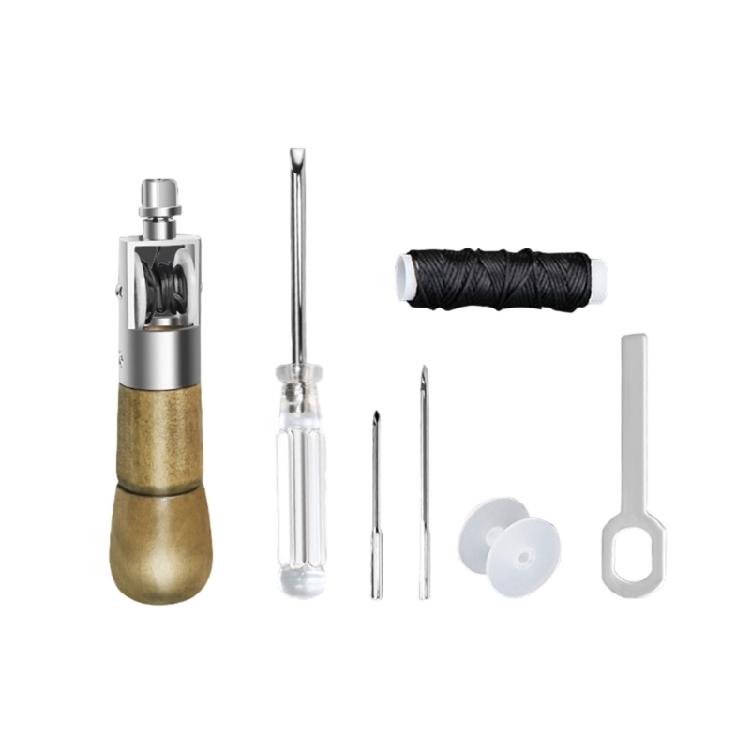 Leathercraft Repair Tool Set Including Sewing Repair Awl, Straight Needle, Small Screwdriver, Thread, Bobbin
