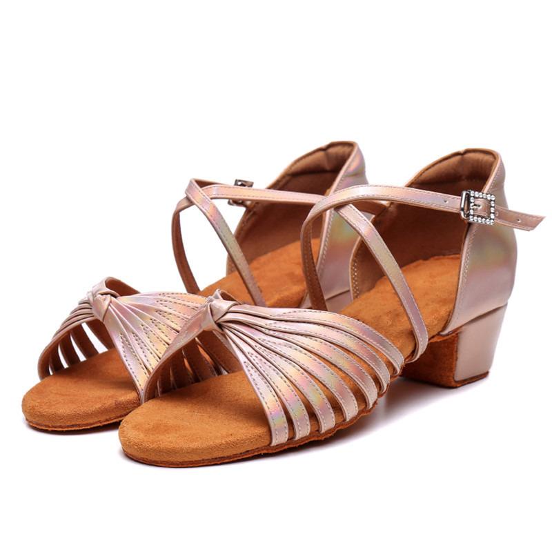 Low Heeled Latin Dance Shoes Leather Latin Waltz Jazz Tango Salsa Indoor Anti Slip Latin Dance Shoes Heel Height 3CM