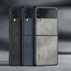 Vintage Sheepskin Leather Case For Samsung Galaxy Z Flip 7 6 5 4 3 2 5G Anti-Scratch Retro Shockproof Protect Back Cover