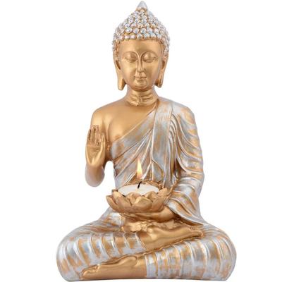 Meditačná soška sediaceho Budhu, výstavný kus, idol, domáca dekorácia, obývacia izba, darčeky, dekoratívny výstavný kus - 27 cm  (Živica, meď)
