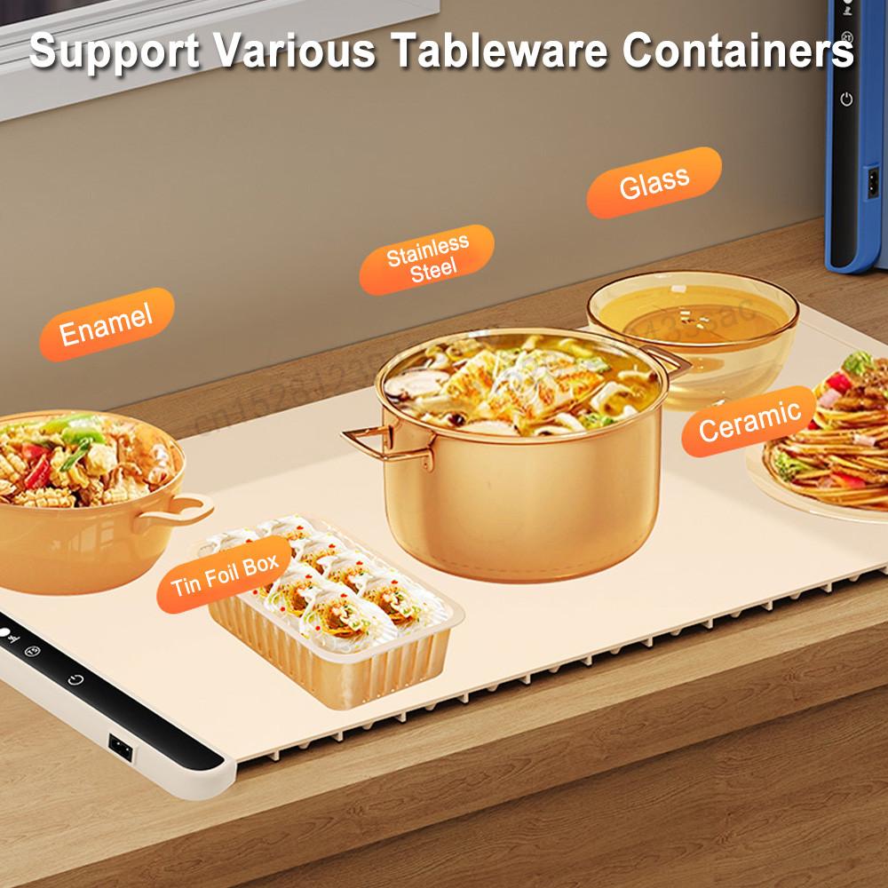 Portable Smart Food Fast Heating Mat Household Electric Food Warmer Plate Foldable Electric Warming Tray