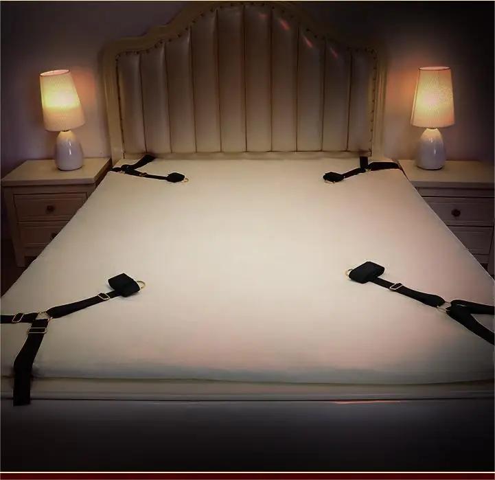 Adult Sex Game Bondage Set Handcuff Ankle Restraints Strap Couple Slave Sex Products Erotic Bed Strap Sex Products Supplies