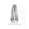 Retro Light-colored Pleated Design Wide-leg Jeans for Women, 2026 Spring and Autumn Collection, High-waisted, Loose-fitting, Drapey, Floor-length