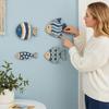 Ocean Themed Bathroom Decorations 4Pcs/Set Wooden Fish Wall Decor, Coastal Style Art, Distressed Handcrafted Art Rustic Blue Ornaments for Beach House