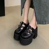 Fashion 11cm Block Heels Shoes Black Close Toe Slippers Punk Buckle Platform Chunky Heeled Sandals Summer Women Leisure Sandalias Mujer