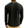 Men's Solid Color Ribbed Textured Button Down Round Neck Long Sleeved Top