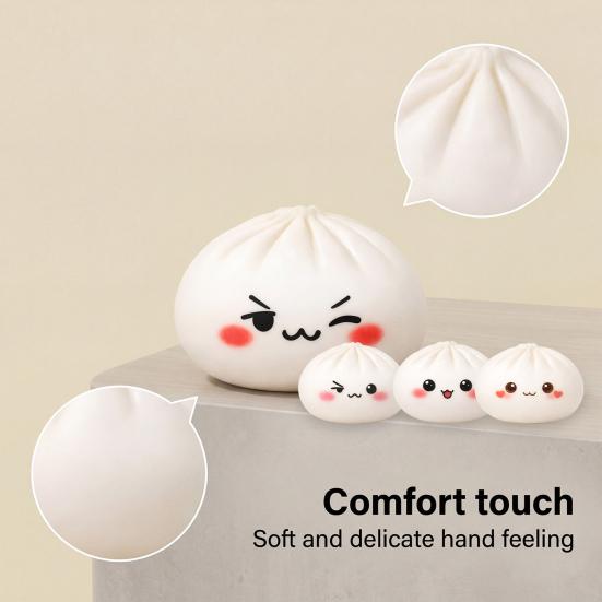 Cartoon Expression Steamed Bun Toy Stress Relief Dumpling Squeeze Sensory Toy Stress Ball Simulated Dough Ball Fidget Toy