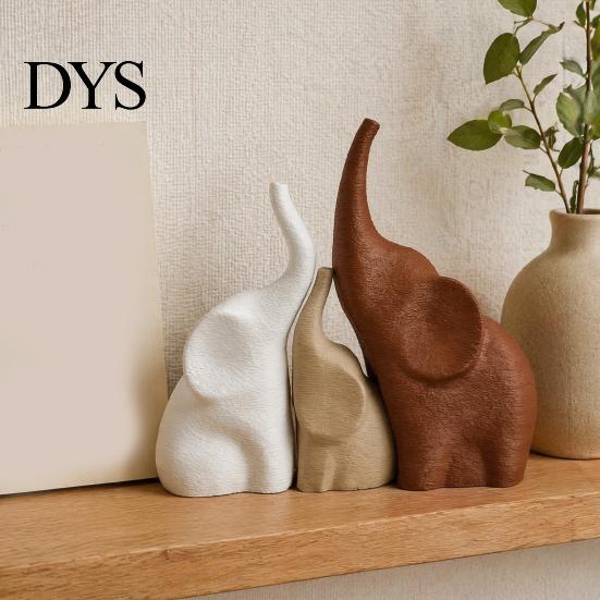 Modern Animal Statues for Living Room 3Pcs/Set Elephant Family Statues, Cute Parents Kid Ornament, Good Minimalist Home Accessories Luck Sculptures