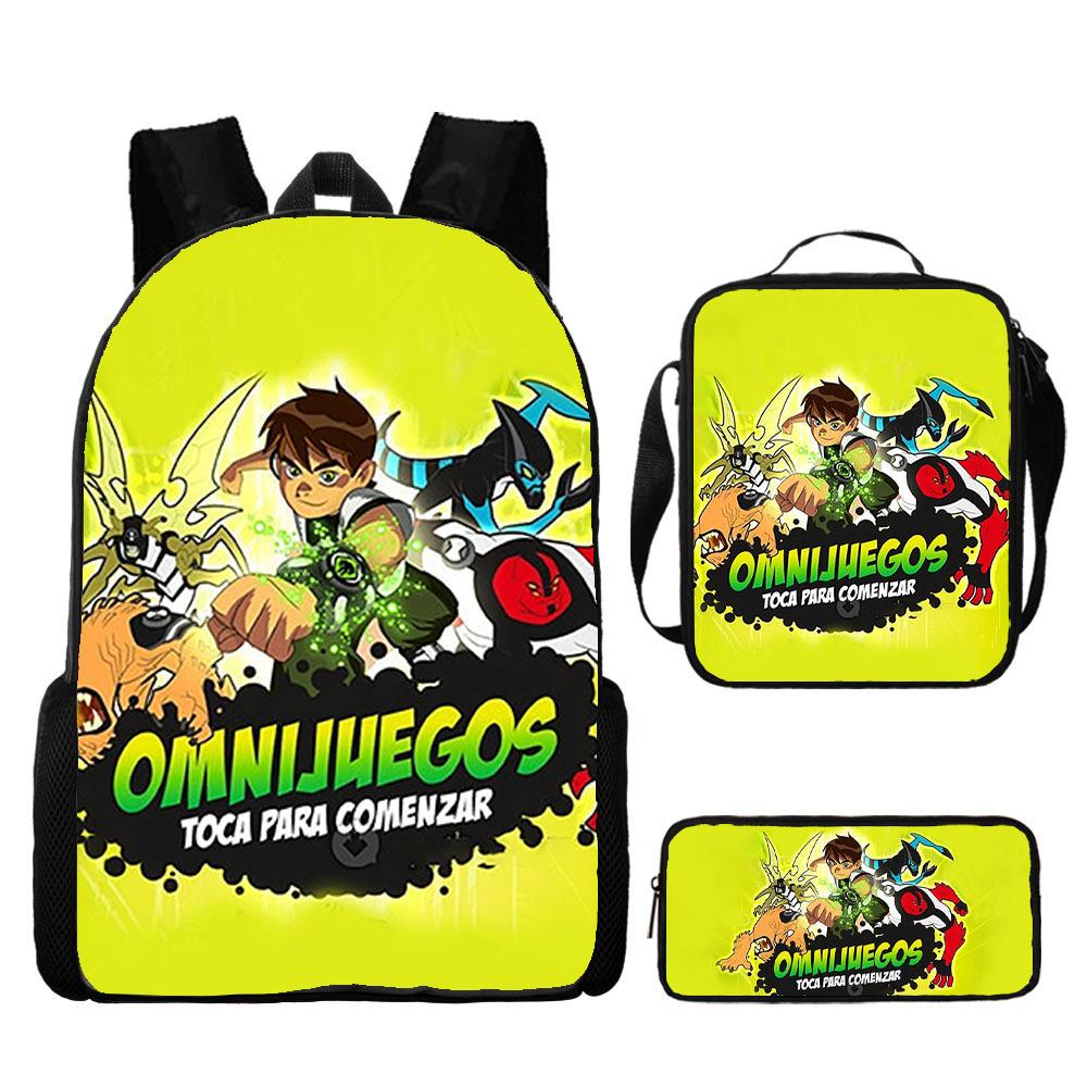 Less Hacker Backpack Ben 10 Student School Bag Anime Cartoon Backpack Lunch Bag Satchel Pencil Case