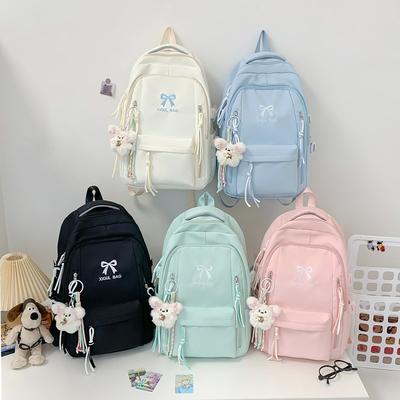 Schoolbag New Bow Backpack Stylish Simple Printing Large Capacity Sports Leisure Backpack Student School Bag Female