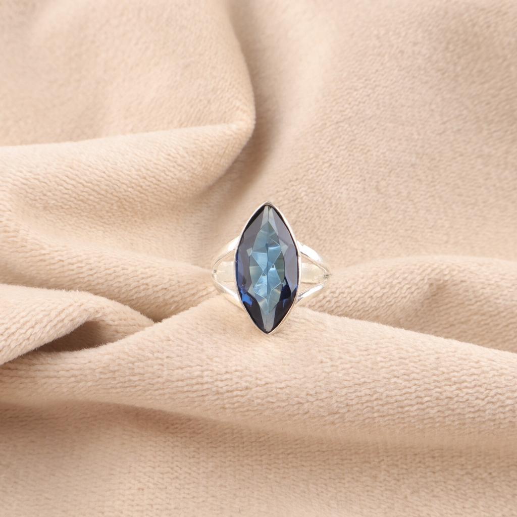 London Blue Topaz Gemstone 925 Sterling Silver Jewelry Handcrafted Women's Ring RR-23-12