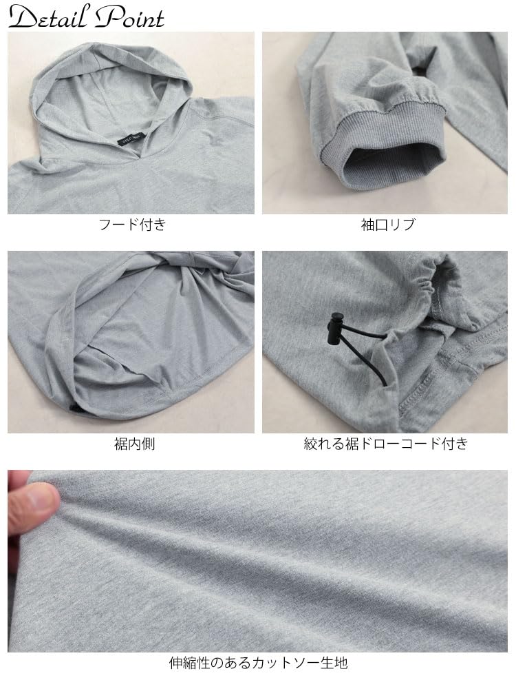 Gold Japan Große Größen Langarm Kordelzug Dolman Melange Größen Damen Tunika, Hoodie, Kragen, Stretch, Winter, Herbst, Frühling, Grau, bai-0168, 4L-5L