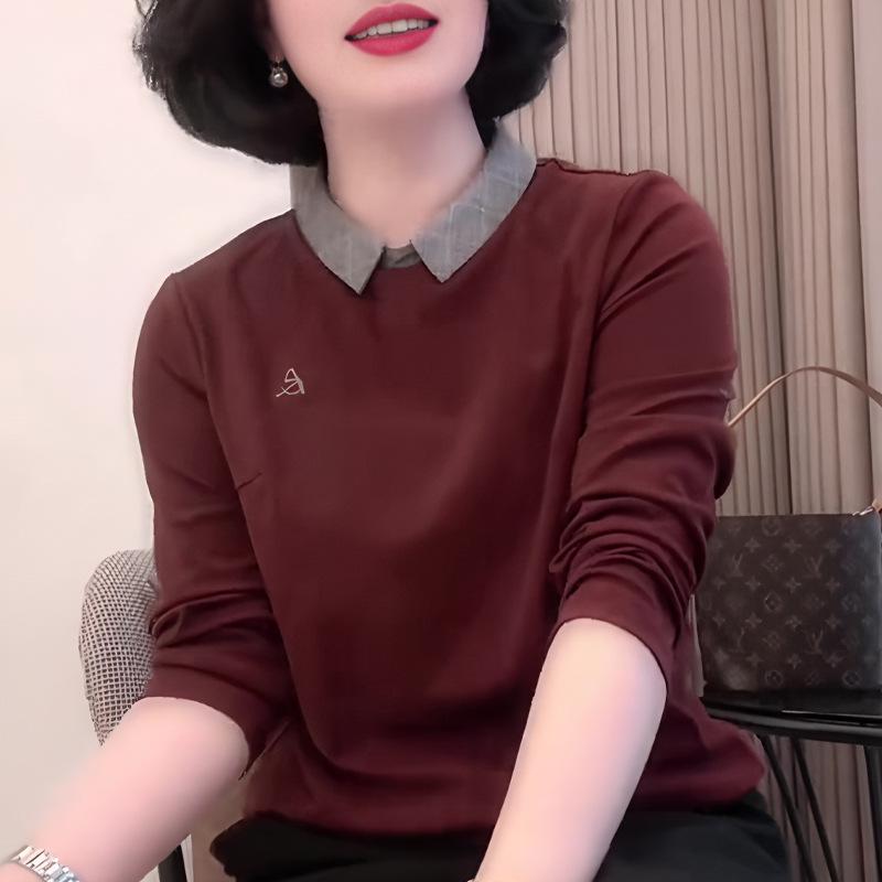 Women s Classic Red Long Sleeve Top - Versatile, Plus Size, Autumn 2025 Style XXXL (recommended for 145-160 lbs)