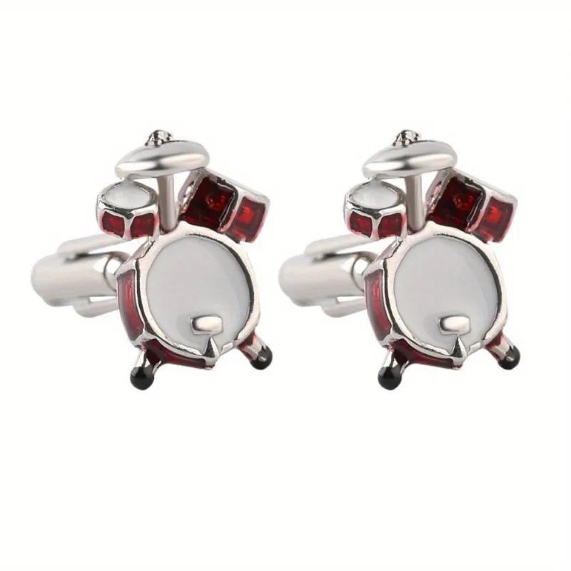 2pcs Unique Drum-Shaped Cufflinks for Men - Stylish Alloy Accessory, Perfect Gift Idea, Drum Accessories