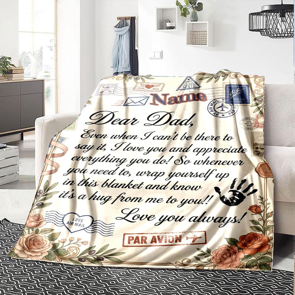 Dad'S Love Always Appreciated Forever Themed Blanket Personalized Name Soft Warm And Versatile For Sofa Bed Office And Travel Machine Washable