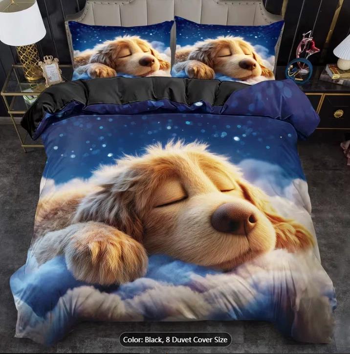 

Cute Pet Dog Bedding Set Animal Duvet Cover Modern Bed Cover Home Decor Single Double Queen King Full Size Beds Baby 100x135cm