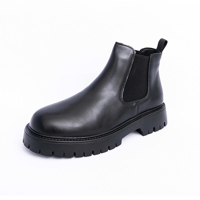 Retro British Style Men's High-top Martin Chelsea Boots - Large Size, Thick Sole, Versatile Workwear Design.