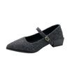 Fashion Autumn New Coarse Heel Shoes Women's Fashion Pointed Shallow Mouth Suede Anti-slip Wear-resistant Low-top Shoes