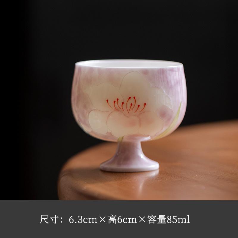 

Hand-painted Lily Teacup Creative Tea Bowl Beautiful Tea Cup Tea-tasting Smelling Cup Chazhan Master Cups Teaware Decoration As Your Choose