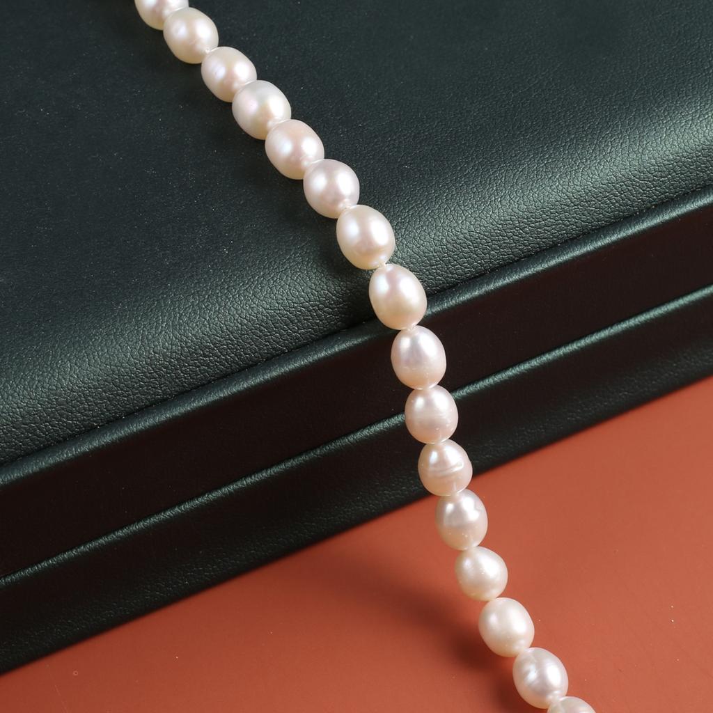 1String, White Natural Freshwater Pearl, Handmade Rice Pearl Beads, 7-8mm, for DIY Necklaces Bracelets Supplies, Women Crafts 36cm