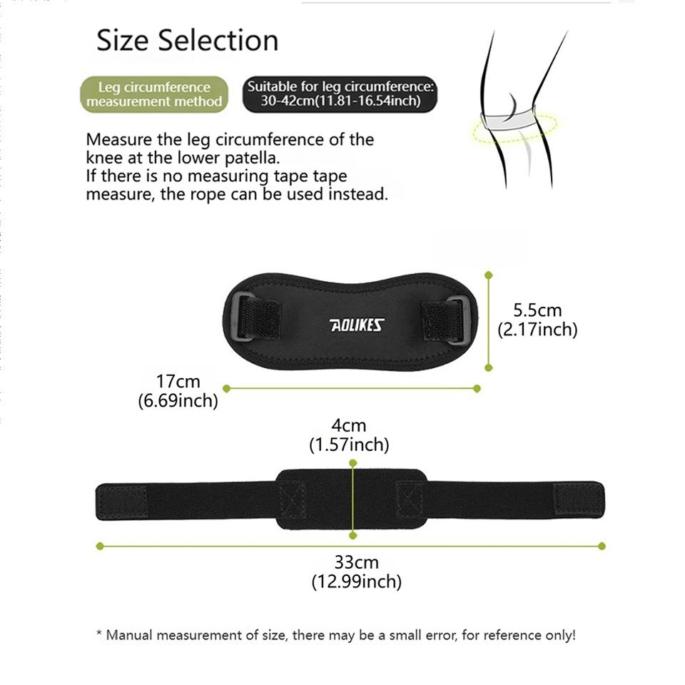 Aolikes 1 Stück Patella Kniebandage-Knieunterstützung und Schmerzlinderung, Laufen, Wandern, Basketball, Knie des Springers, Verstellbarer Riemen Patellar