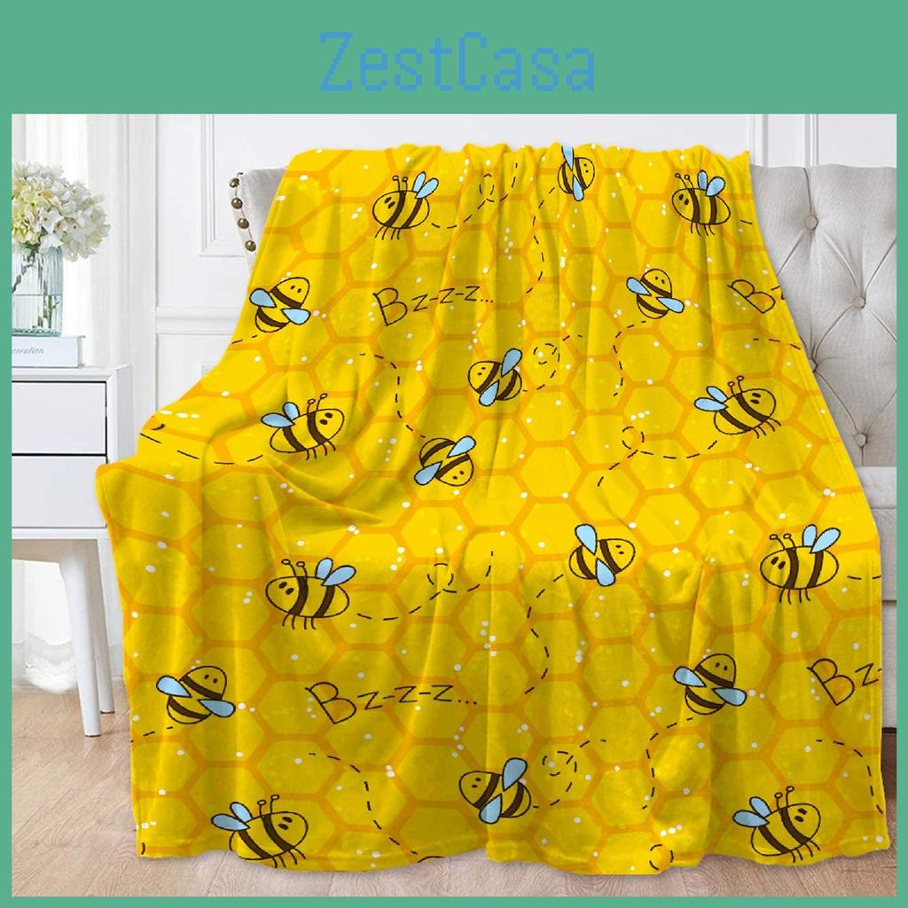 Cartoon Cute Bee Design Lightweight Warm Fleece Blanket For Kids Home Decor