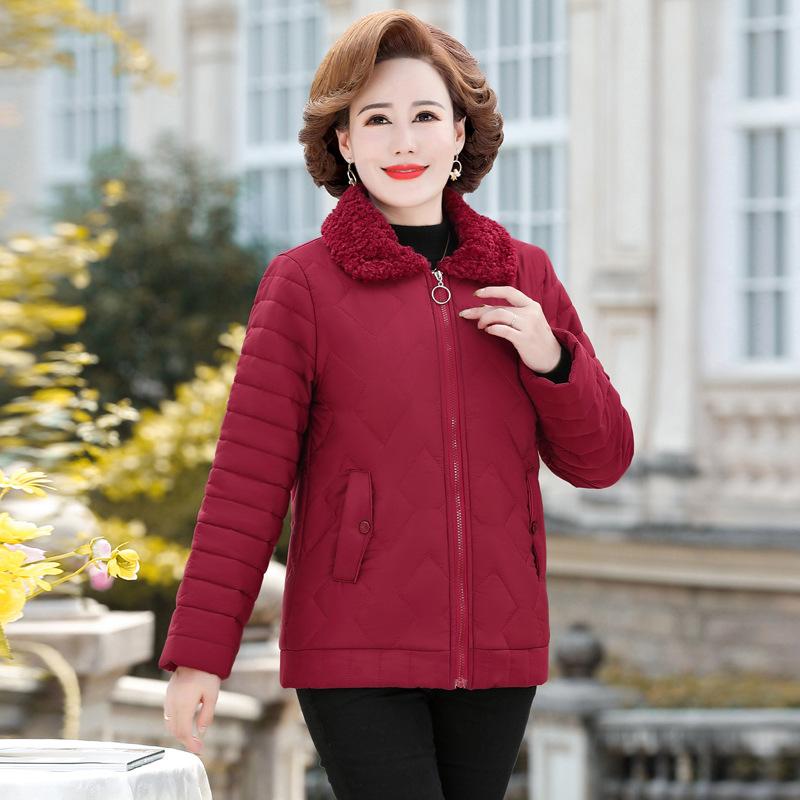 Autumn and Winter Small Cotton-padded Coat with Velvet Double-pocket Lapel Temperament Commuter Ladies Cotton-padded Coat