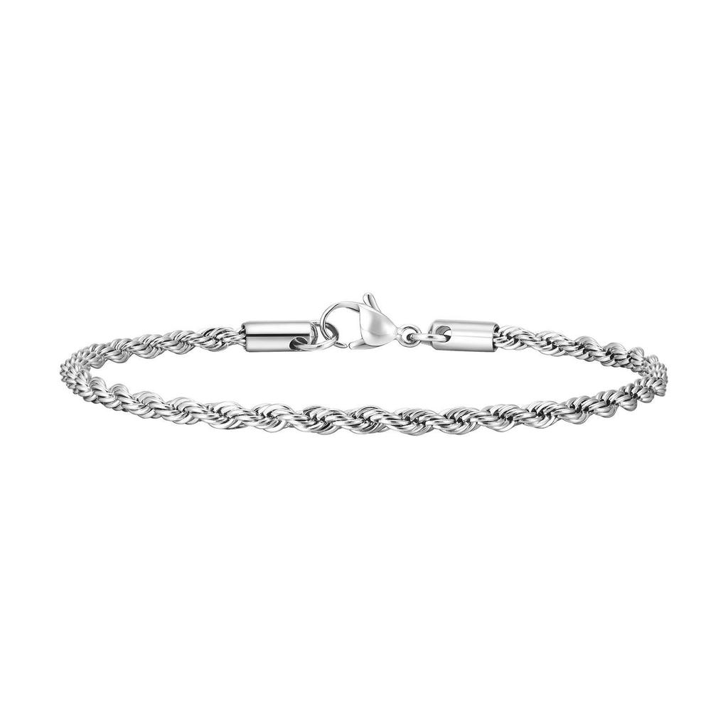 Stainless Steel Double-Layered Twisted Chain Cross Bracelet BR-1300