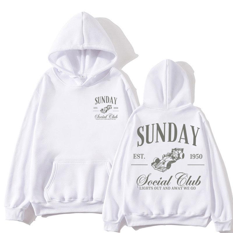 Sunday Social Running Club Print Hoodie Men Women Sporty Racing Fashion Hoody Sweatshirt Fleece Oversized Y2k Long Sleeve