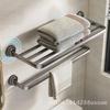Punch-Free Bathroom Towel Rack Suction Cup Powerful Wall Hanging Foldable Towel Rod Aluminum Alloy Double Or Single Layer