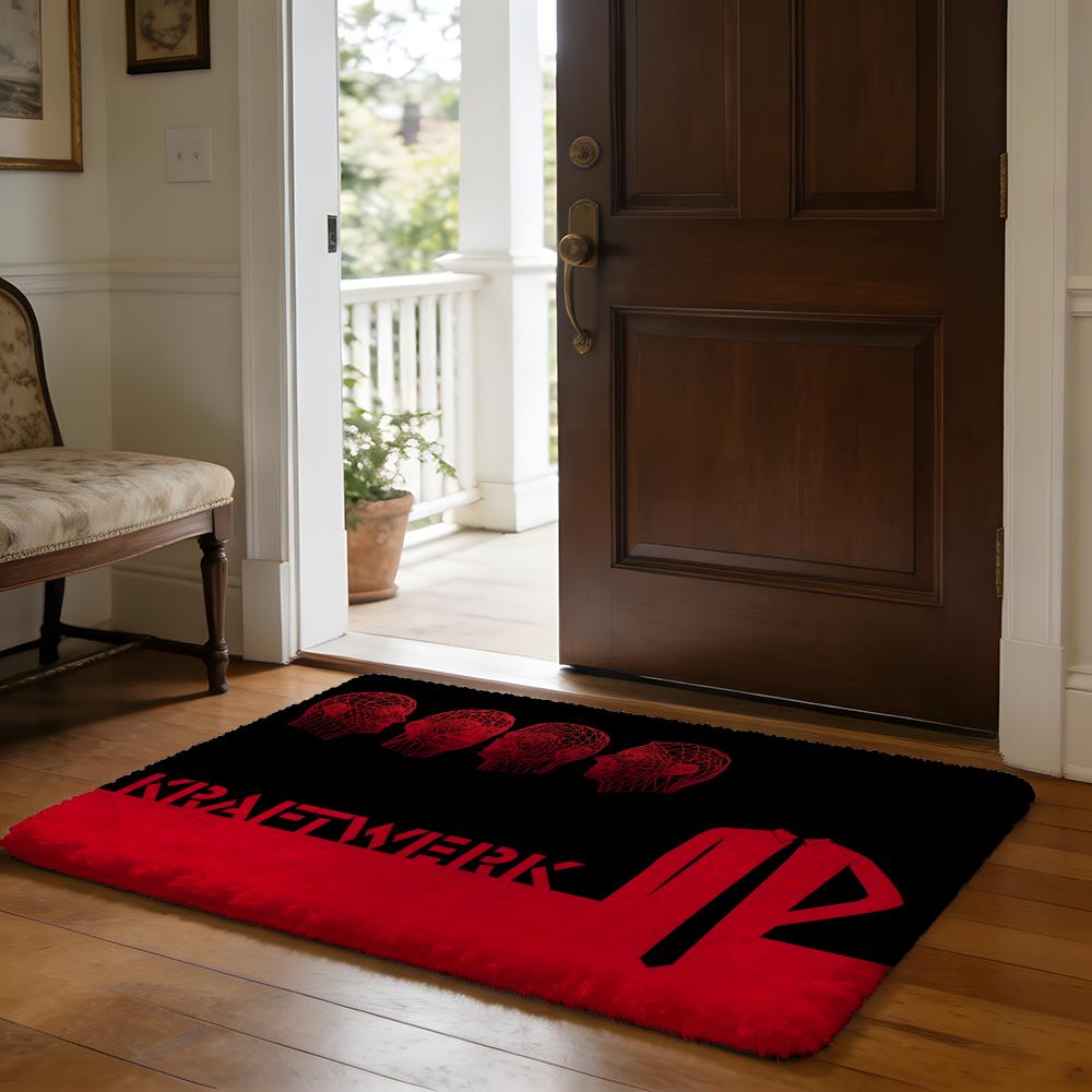 Fashion Band KKraftwerk Floor Mat Soft Flannel Absorbent Mat Non-Slip Rug Home Bedroom Bathroom