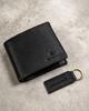 Gift set: men's genuine leather wallet and keychain - Peterson