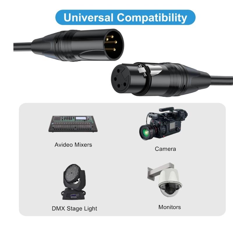 Durability 4Pin XLR Male to Female Y Splitter Cable for Splitting Merging Sound Signal in Professional Music Systems