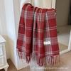 New Imitation Cashmere Plaid Scarf Women's Autumn and Winter High-end Sense Fashion Temperament Warm Fringed Shawl