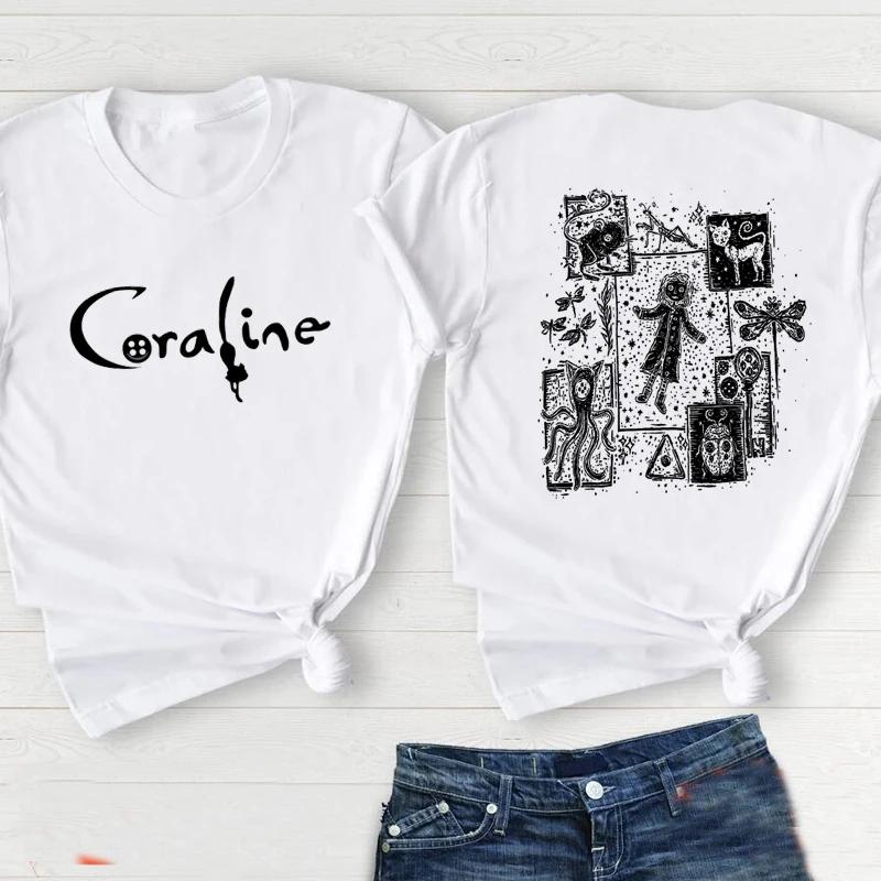 

Retro Coraline Movie T Shirt Women Female Coraline Doll Dreams Unisex Tshirt Horror Movie Tee Shirt Streetwear Cotton Tops Tee S