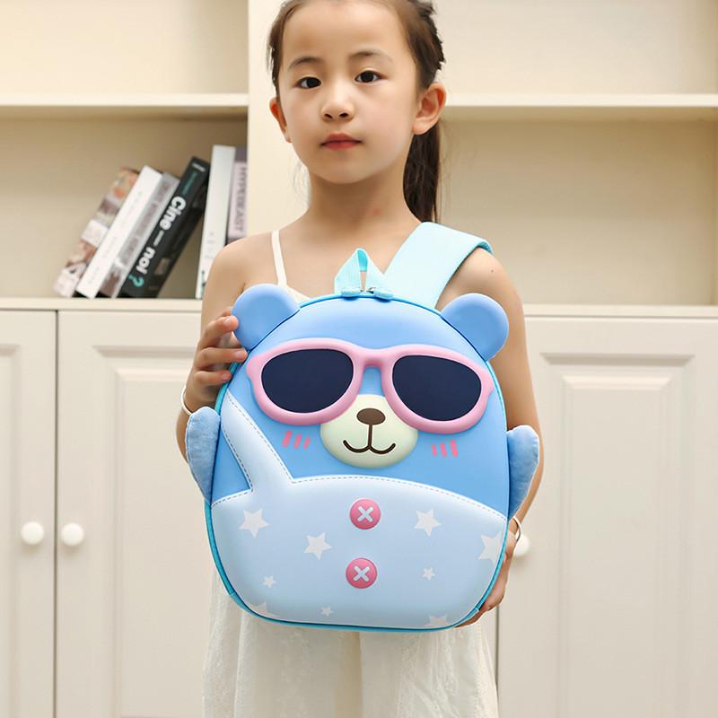 Sunglasses Cartoon Cute Bear Shaped Hard Shell Children Backpack For Use Daily